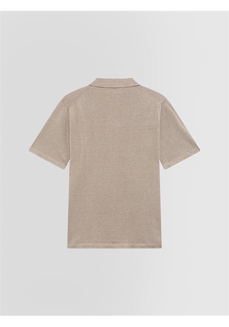 Alpha Studio polo skipper in lino e cotone beige senza bottoni ALPHA STUDIO | Polo | AU-5093B1018